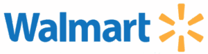 Walmart logo featuring the word 'Walmart' in blue with a yellow spark symbol, linking to Walmart.com